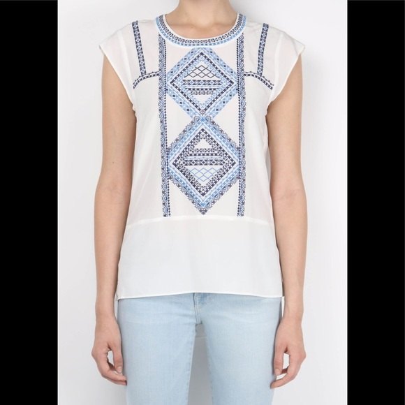 VERONICA BEARD Silk ‘Baja‘ Flutter Cap Sleeve Top - Picture 1 of 10